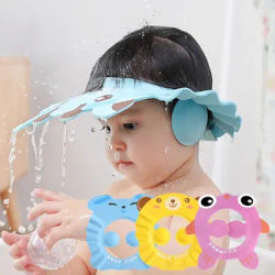 Cute Animal Shower Cap Safety Eye Protection Ear Protection Lightweight Cute Cartoon Baby Bath Protective Cap Shampoo Bath Care