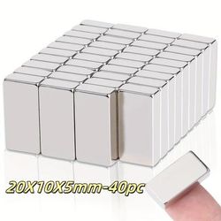TEMU 20x10x5mm-40pcs Neodymium Bar Magnets, 20x10x4mm-20pcs Neodymium Magnets, 20x10x3mm-20pcs Suitable For Office, Fridge, Kitchen