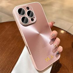 TEMU Personalized Customized Name Luxury Soft Plating Phone Case For 15 14 11 Pro Lens Protective Back Cover