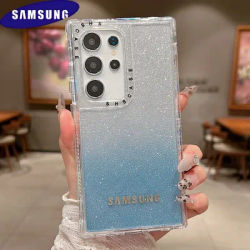 3 in 1 Clear Gradient Glitter Case Samsung Galaxy S25 S24 S23 S22 Ultra Plus S23 FE A54 A34 A25 A24