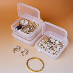 1/2/3PC Transparent plastic flip storage box, square PP box, small items, jewelry, candy packaging, fragrance bead storage box