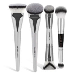 MAANGE 4pcs Makeup Brushes 2pcs Dual-ended Concealing Blush Brushes 2pcs Flat Top Angled Foundation Brushes Kit for Gifts Girls