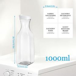 TEMU 1pc Lotion Dispenser, 1000ml Square Dispenser Laundry Detergent Dispenser Plastic Softener Dispenser Container Scent Booster Cans With 4pcs Labels Laundry Room Organizer
