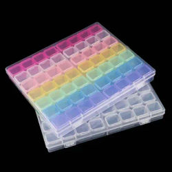 1PC 28/56Girds Clear Storage Box Square Compartment Organizers Plastic Storage Beads Jewelry Case Home Goods Storage Container