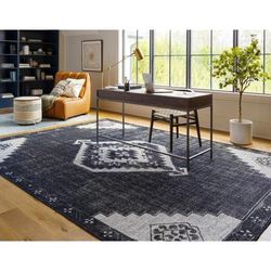 Siraway 2' x 3' Updated Traditional Farmhouse Wool Black/Light Beige/Peach/Beige Area Rug - Boutique Rugs