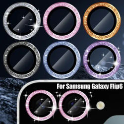 Back Camera Lens Tempered Glass For Samsung Galaxy Z Flip 6 Flip 5 5G Glitter Diamond Metal Lens Ring Glass Protector