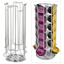TEMU & Brown Revolving Rotating 24 Capsule Coffee Pod Holder Stainless Stand Rack Dispenser For Non Slip Felt Base