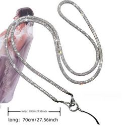 TEMU Diamond Metal Crossbody Bag Chain, Stylish Shoulder Strap For Handbags, Premium Mobile Phone Accessory With Sparkling Rhinestones - Ideal Gift