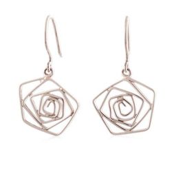 'Modern Abstract Rose-Themed Sterling Silver Dangle Earrings'