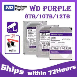 WD Purple 8TB 10TB 12TB Surveillance HDD 64M Cache SATAIII 6.0Gb/s 3.5" Western Digital Internal Hard Drive 8TB-12TB HD Harddisk