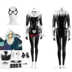 Adult Game Black Cat Cosplay Costumes Sexy Black Leather Catsuit Jumpsuit With Gloves Cosplay Halloween Cat Lady Fancy Dress