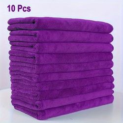 TEMU Liuzixuan 10-pack Microfiber Towels For Car Washing - Super Soft, Quick-drying, Lightweight, Absorbent Polyester & Polyamide , Ideal For Auto Detailing
