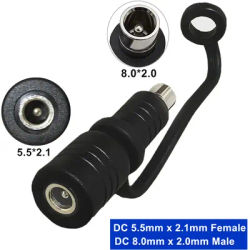 DC 8020 8.0mm x 2.0mm Male to 5.5mm x 2.1mm Female Converter Adapter for Solar Panel RV Portable Power Station Solar Generator