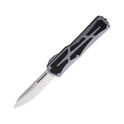 Heretic Knives Auto Colossus OTF Automatic Folding Knives 3.5in Stonewash Finish CPM MagnaCut Stainless Drop Point Blade Gray Aluminum Handle