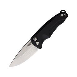 Medford Auto Smooth Criminal Button Automatic Folding Knife 3in S35VN Stainless Tumbled Finish Drop Point Blade Black Anodized Aluminum Handle