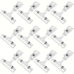 "TEMU 12pcs Clear Plastic Price Tag Holders For Retail Display - Office & Supermarket Use, 3x3.94" Clips For Advertising And Product Labels"