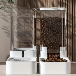 TEMU Set Of Plastic Gravity Feeders For Dogs, Including Automatic Food And Water Dispenser, Without Battery