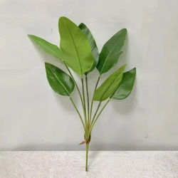 7 feuilles de plantein vert à main, différentes nuances de feuilles de canne, haute simulation, boîte à fleurs pour aménagement paysager