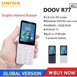 UNIWA DOOV R77 4G Mobile Phone Smart Touch Screen Whatsapp Android 13 Keypad Phones 2.8" 3GB +32GB 2100mAh phone Hebrew keyboard