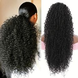TEMU Women's Drawstring Ponytail Extension - Synthetic Heat Resistant Clip-in Hairpiece, Comfortable Wear For All Users
