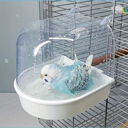 TEMU 1pc Clear Bird Bath For Parakeets - Abs Resin Bird Cage Accessory