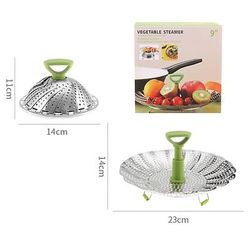 cestello per cottura a vapore di verdure per cucinare cibo, cestello per cottura a vapore di verdure in acciaio inox per pentola, inserto per cottura a vapore pieghevole ed espandibile con manico
