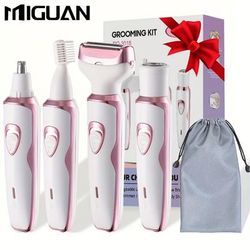 TEMU 500mah Rechargeable Lithium Battery, 4 In 1 Shaver, Women's Electric Hair Remover Set, Women's Bikini, Eyebrows, Nose, Face, Legs, Arm, Underarm Hair Trimmer-the Best Day Gif