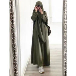 Eid – vêtement de prière Long Khimar pour femmes musulmanes, ensemble 2 pièces, robe Abaya et Hijab, couverture complète, caftan islamique du Ramadan, Djellaba, jilbab