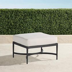 Angelina Ottoman with Cushions in Jet Black Aluminum - Standard, Vista Boucle Air Blue - Frontgate
