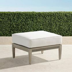 Winhill Ottoman with Cushions in Weathered Teak - Quick Dry, Indigo - Frontgate