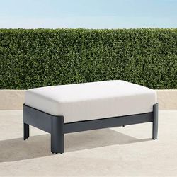 Azores Ottoman with Cushions in Matte Black Aluminum - Rumor Stone - Frontgate