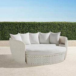 Daybreak Daybed with Cushions in Pearl Wicker - Standard, Sailcloth Air Blue - Frontgate