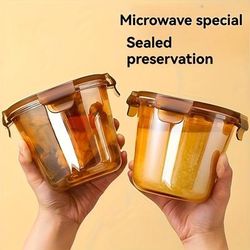 TEMU 2pcs Fresh Storage Box, Glass Lunch Box, Round Fruit And Vegetable Preservation Box, Student Portable Meal Box, Bento Box, Butter Sealed Storage Box