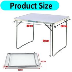 TEMU 2.6ft Portable Folding Table With Carry Handle - , Lightweight & Sturdy For Camping, Bbqs, And Outdoor Events - Easy Fold Design, Non-slip Rubber Feet, White