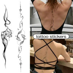 1pcs Pisces Spine Waterproof Temporary Tattoo, Lasting 1-2 Weeks, Realistic Semi-Permanent Fake Tattoo