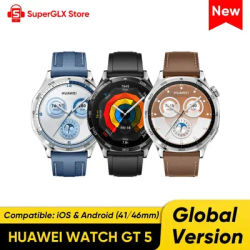 Global Version HUAWEI WATCH GT 5 Smartwatch AMOLED Screen 41mm/46mm Buit-in Map Replay Message Compatible with iOS and Android