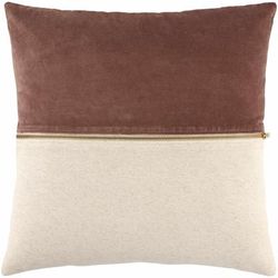 Corine 22" Square Cotton Chestnut/Cream/Gold Throw Pillow - Boutique Rugs