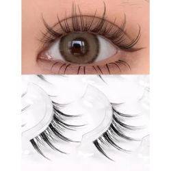 GROINNEYA Korean Manga Lashes 5 Pairs False Eyelashes False Eyelashes Natural Wispy Soft Lash Extension Comic Eye Clear Band