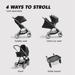 Baby Jogger City Mini 2 Single Stroller + Pram Bundle - Opulent Black