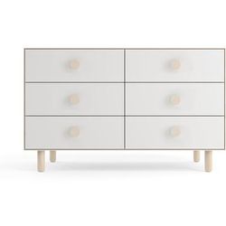 Oeuf 6 Drawer Dresser - Moss - White/Birch