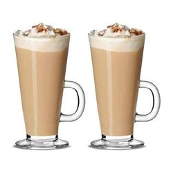 TEMU Latte Glasses Tea & Coffee Cups Pack Of 2-270ml Temperature Resistant Cafe Mugs With Handle Ideal For Milk Juice Ice Cream Latte, Cappuccino, Espresso And Hot Chocolate