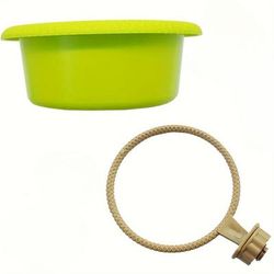 TEMU 1pc Multifunctional Green Birdcage Perch & Bathtub Set - Durable Pvc, Easy- With Rope Ladder & Standing Stick For