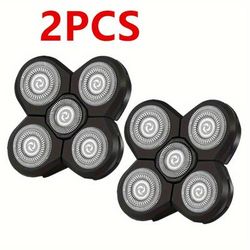 TEMU 2pcs Electric Shaver Heads - 5-blade Design, Stainless Steel, Abs Material