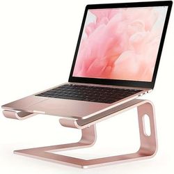 TEMU Laptop Stand For Desk, Aluminum Computer Riser, Ergonomic Notebook Holder, Detachable Metal Laptops , Pc Cooling Mount Support 10 To 15.6 Inches Notebook, Pink Grey