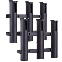 TEMU 2-pack Abs Black Fishing Rod Holders, Wall-mounted Tube Rack For Boat, Garage, And Outdoor Use