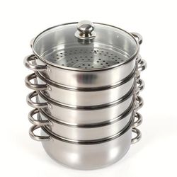 TEMU Vegetable Steamer, 5 Tier Stainless Steam Cooker, Stainless Steam Cooker Steamer Pan Cooking Food Vegetable Soup Pot, Vegetable Meat Soup Pot Heating Pot (26cm)