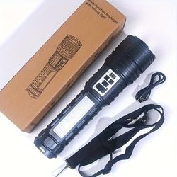 TEMU Rechargeable Flashlight With Dual White/yellow , Cob Side Light - Ideal For Fishing, Hunting, Tactical Use