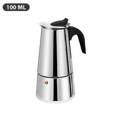 TEMU 2 Cup Espresso Pot Pot Cooker Gas Stovetop Stainless Steel Portable Silver 100ml
