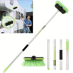 "TEMU 65" 165cm Long Handle Soft Bristle Car Wash Brush, Multi-use For Car Cleaning, Floor Scrubbing, Durable Plastic Material, With Eva Foam Sponge And Aluminum Pole"