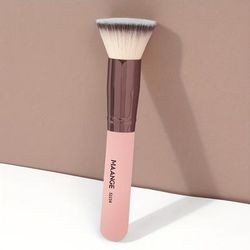 TEMU Maange Soft Nylon Bristle Flat Top Foundation Brush - Portable, Travel-friendly Makeup Brush For Beginners, Ideal Gift For Women, Day, School & Everyday Use, Makeup Brushes And Accessorie
